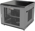 Locking 9U Wall Mount Server Rack with Casters and Shelf K3350
