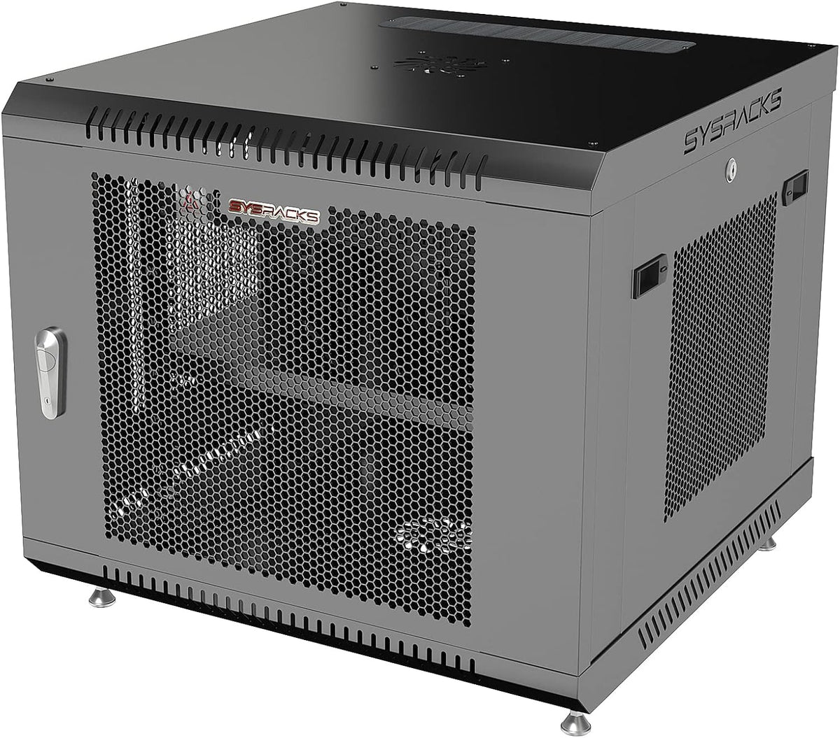 Locking 9U Wall Mount Server Rack with Casters and Shelf K3350