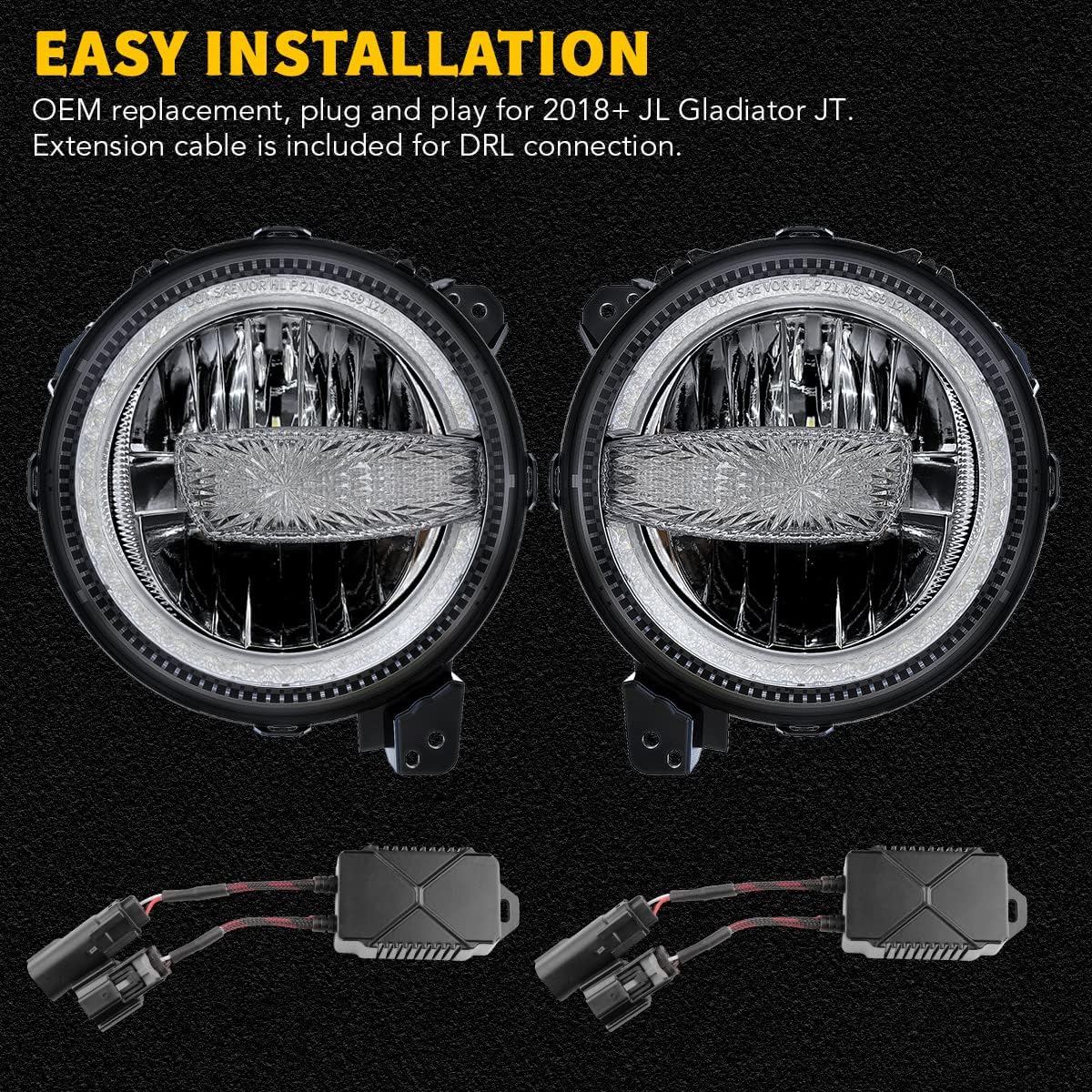 9 Inch Round LED Headlights with DRL High Low Beam I402637