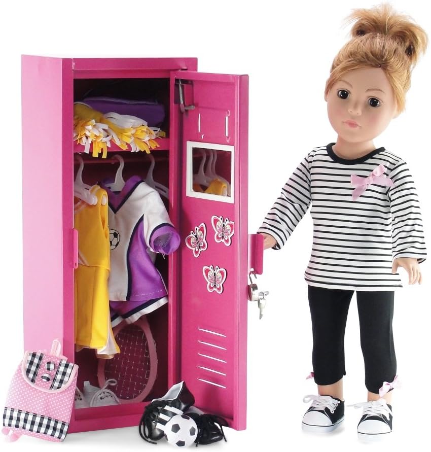 18 Inch Doll Clothes Storage with Lock, Key & 5 Hangers T59759