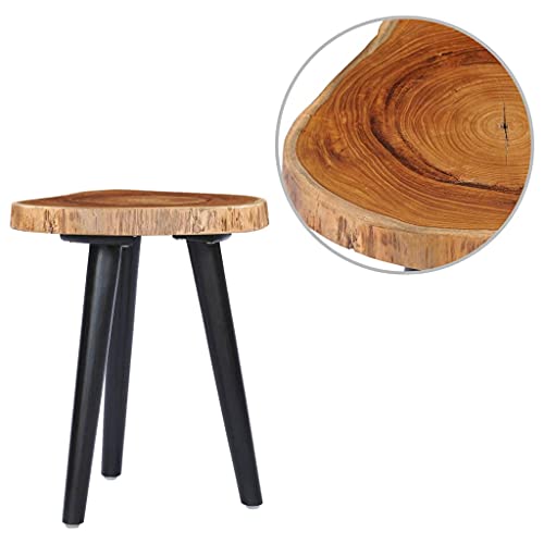 Solid Teak Round Coffee Table with Black Mango Wood Base P717591