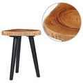 Solid Teak Round Coffee Table with Black Mango Wood Base P717591