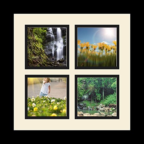 Collage Photo Frame Single Mat with 4-8x10 Openings Satin Black Frame C82654