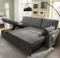 Gray Chenille Sleeper Sofa with Storage Chaise R656079