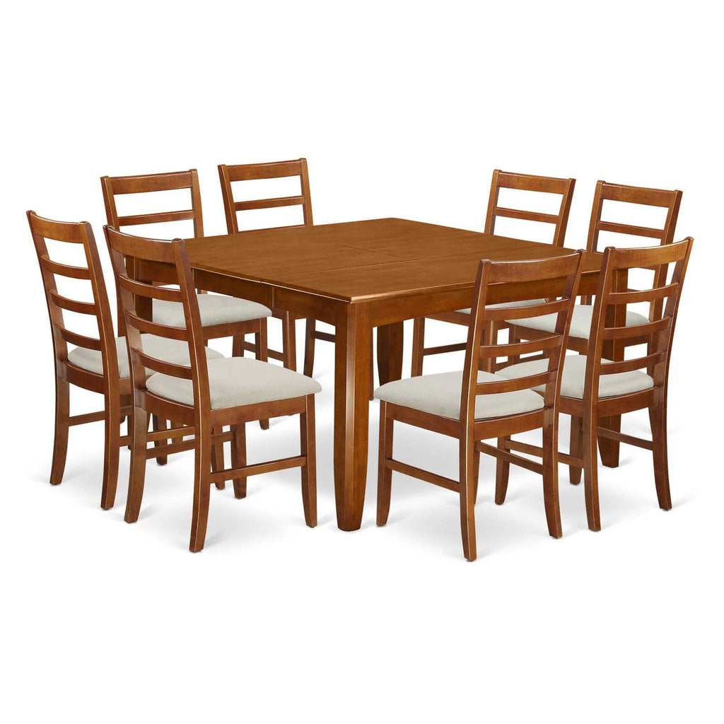 9 Pc Square Dining Table with Leaf and 8 Dining Chairs R638
