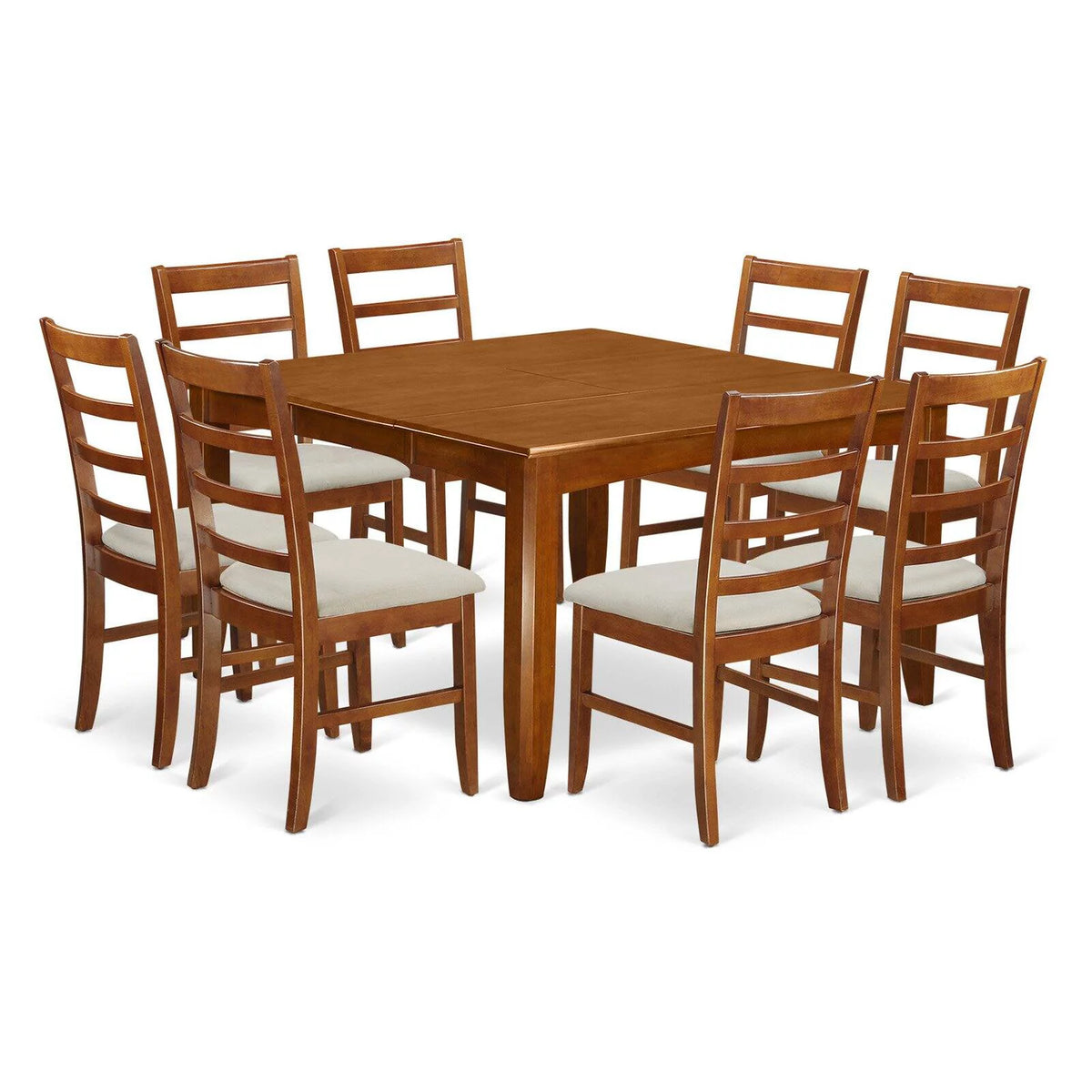 9 Pc Square Dining Table with Leaf and 8 Dining Chairs R638