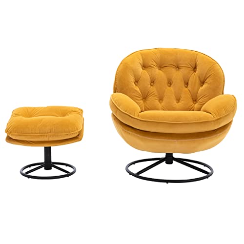 Purple Velvet Swivel Accent Chair with Ottoman Set H86276