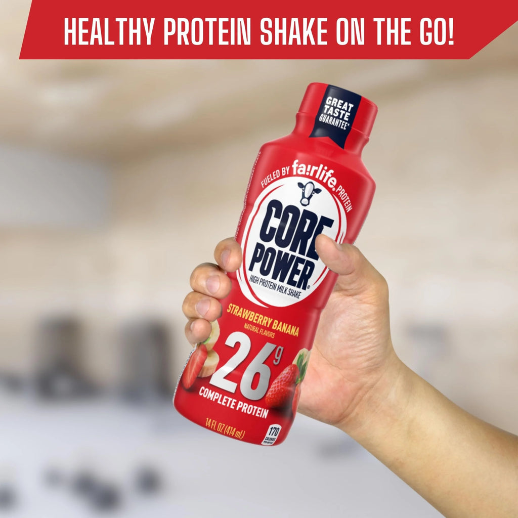 Strawberry Banana Flavor Protein Milk Shakes, 14 Fl Oz Pack of 12 K123724