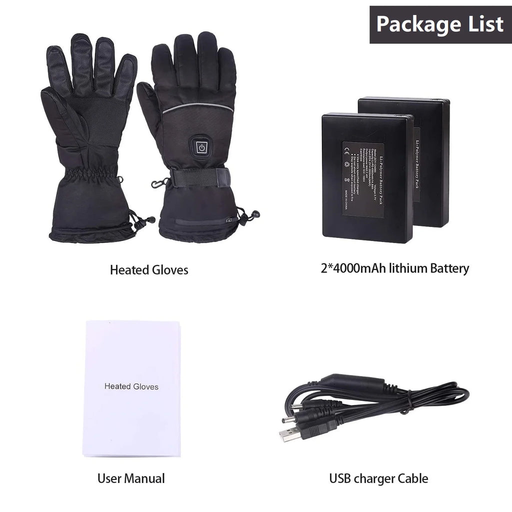Black Rechargeable Electric Heated Gloves F657