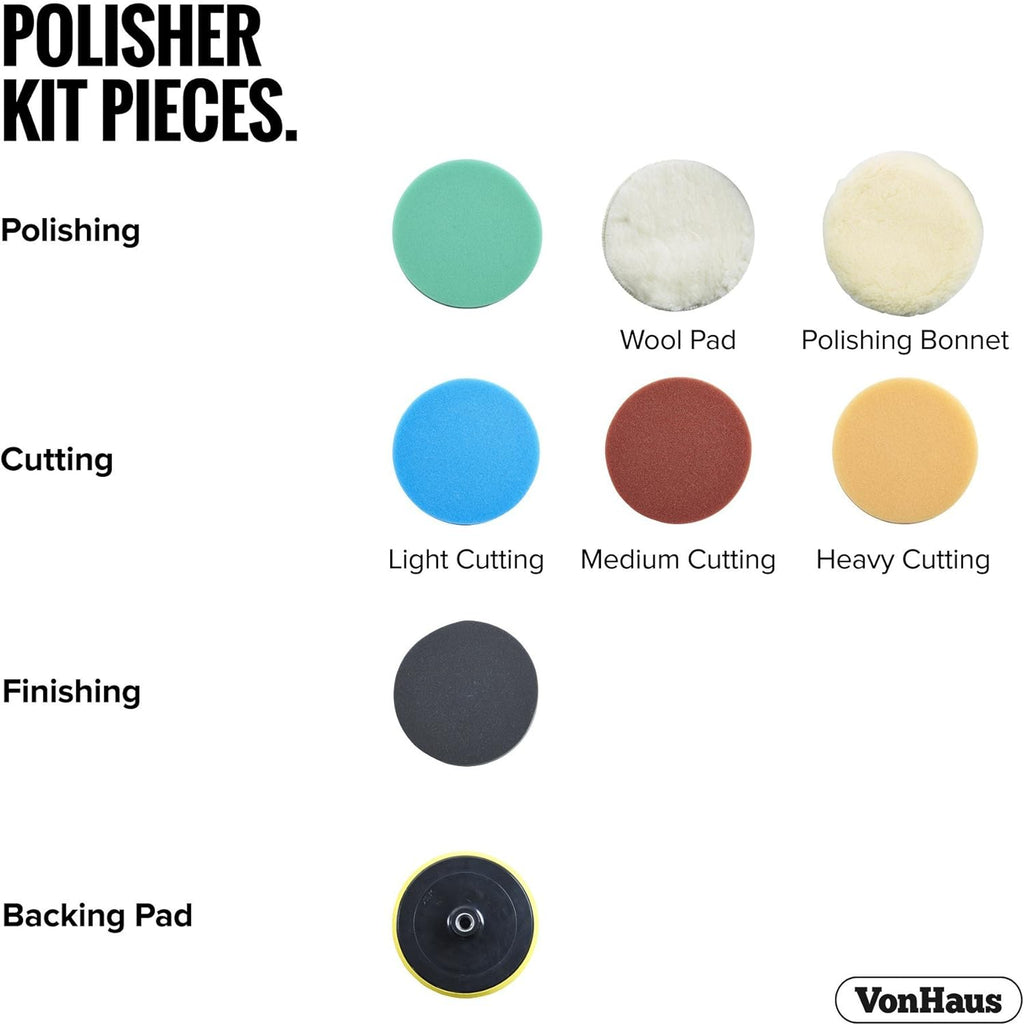 7-Inch Rotary Polisher with 7 Pads, 10-Amp, 600-3000 RPM R861747