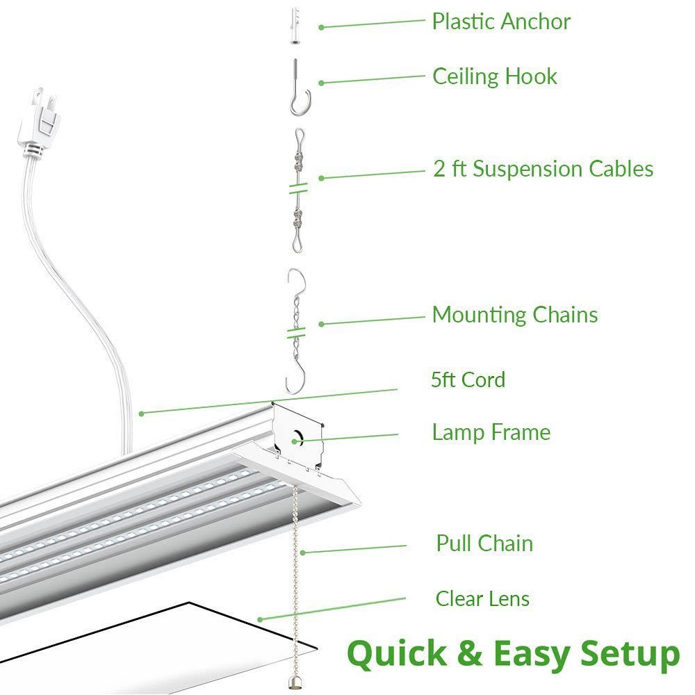 10 Pack Flat LED Shop Light Fixture 40W 5000K Daylight V80454