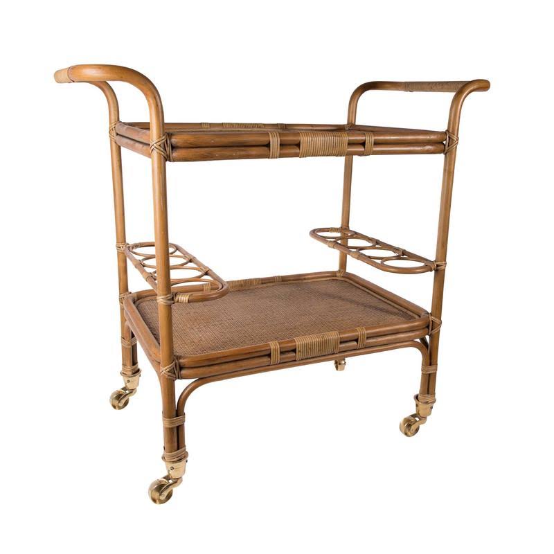 Black Rattan Bar Cart M4194