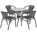 Black 5-Piece Metal Frame Outdoor Bistro Set U74446