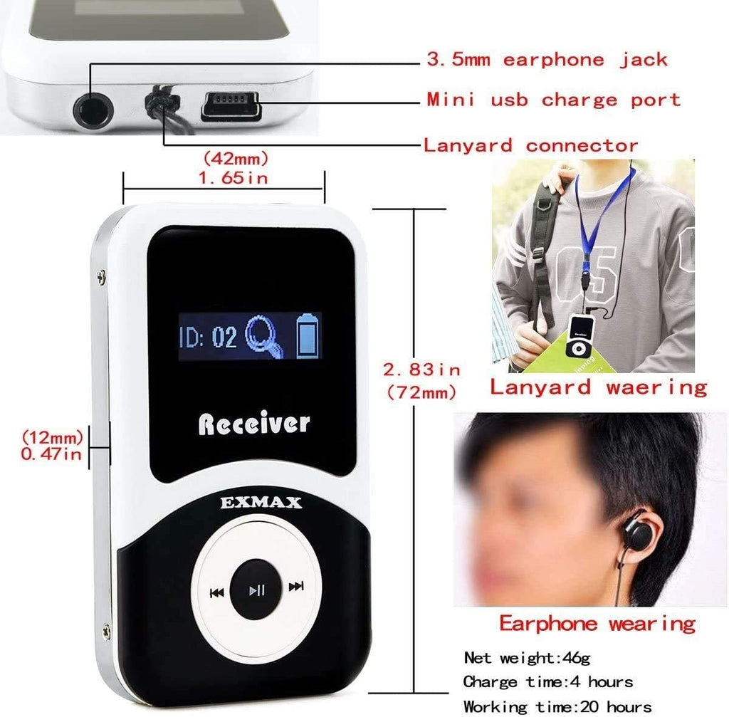 Wireless Tour Guide Voice Audio Transmission System with 32-slot Charge Case (2 Transmitters and 30 Receivers) B8362