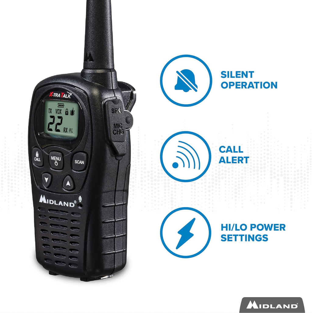 22 Channel FRS Walkie Talkies Two Way Radios, Pair Pack, Black U73949