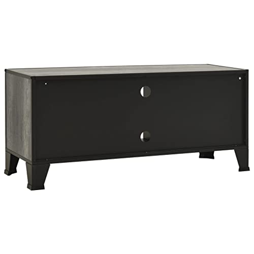 Gray Metal and MDF TV Stand with Mesh Doors and Shelf B9109