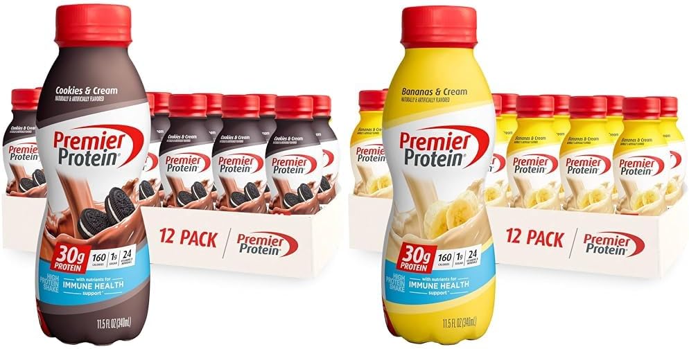 Cookies & Cream and Bananas & Cream 30g Protein 1g Sugar 12 Pack Protein Shake L834