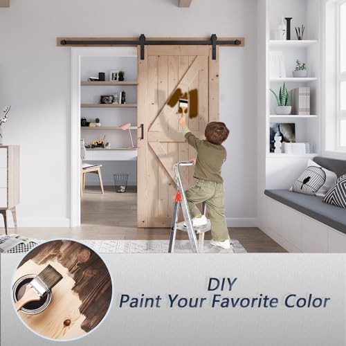 48in x 80in Sliding Wood Barn Door with 8FT Barn Door Hardware Kit Z532465