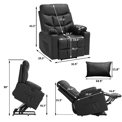 Grey Linen Fabric Power Lift Recliner Chair with Massage and Heated T69016