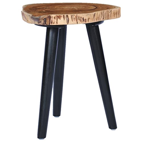 Solid Teak Round Coffee Table with Black Mango Wood Base P717591