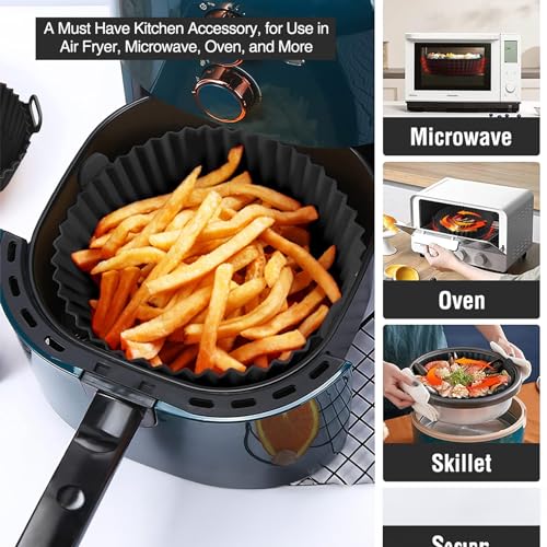 Black 8 inch Non-Stick Reusable Silicone Air Fryer Liner 2 Pack S530218