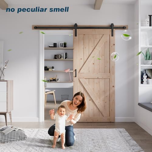 48in x 80in Sliding Wood Barn Door with 8FT Barn Door Hardware Kit Z532465