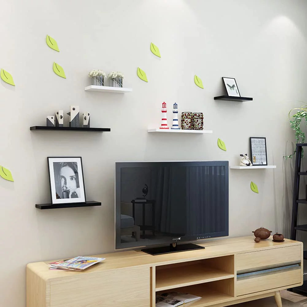 Walnut Wooden Floating Wall Shelf 36 in W x 12.75 in D x 2 in H Set of 2 G6951
