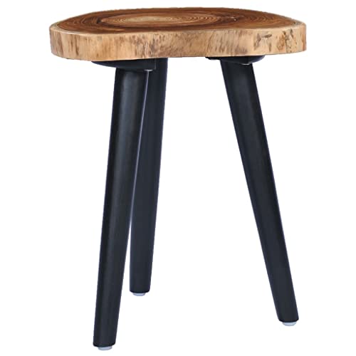 Solid Teak Round Coffee Table with Black Mango Wood Base P717591