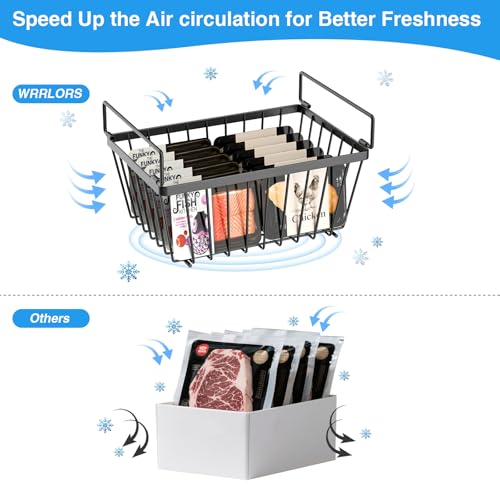4 Pack Stackable Freezer Organizers Bins with Folding Handles, Black S950149