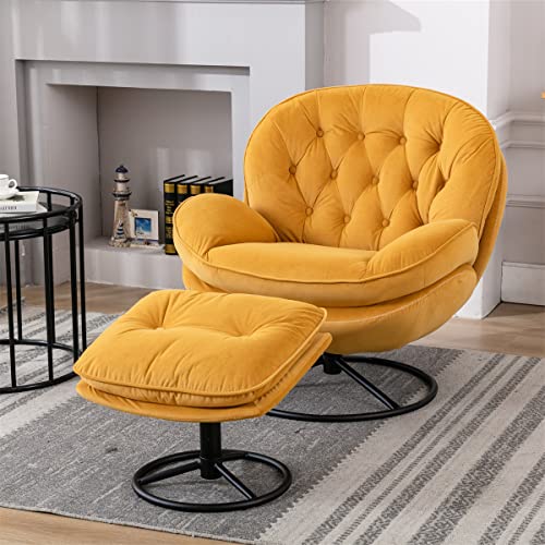 Purple Velvet Swivel Accent Chair with Ottoman Set H86276