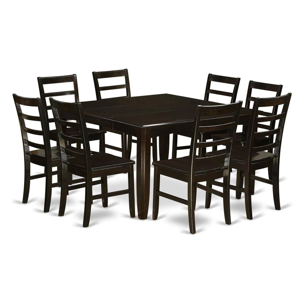 9 Pc Square Dining Table with Leaf and 8 Dining Chairs R638