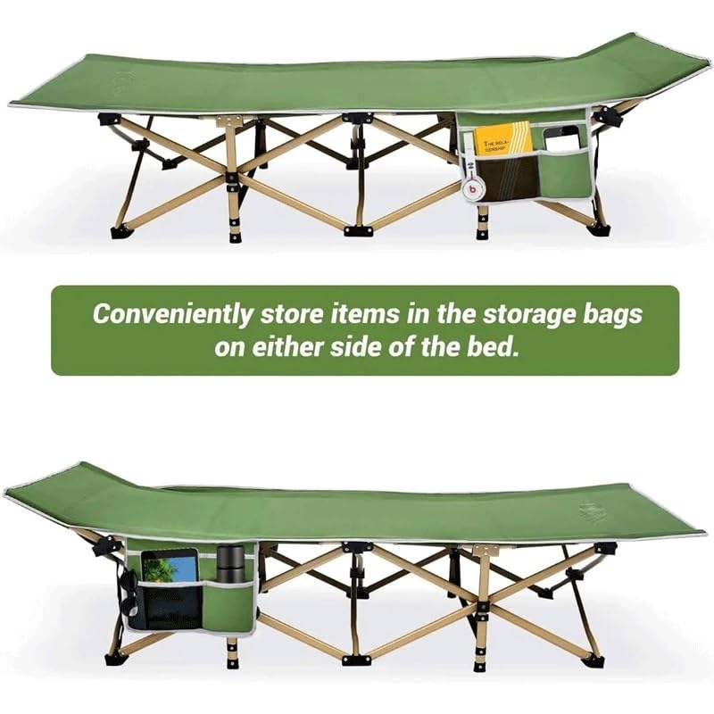 Portable Folding Camp Cot with 2 Side Pockets U490351
