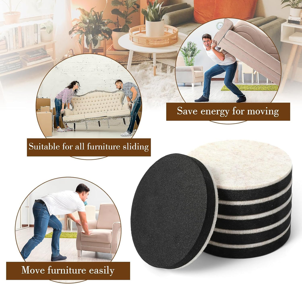 8Pcs 3.5 Inches Reusable Heavy Duty Furniture Sliders J872659
