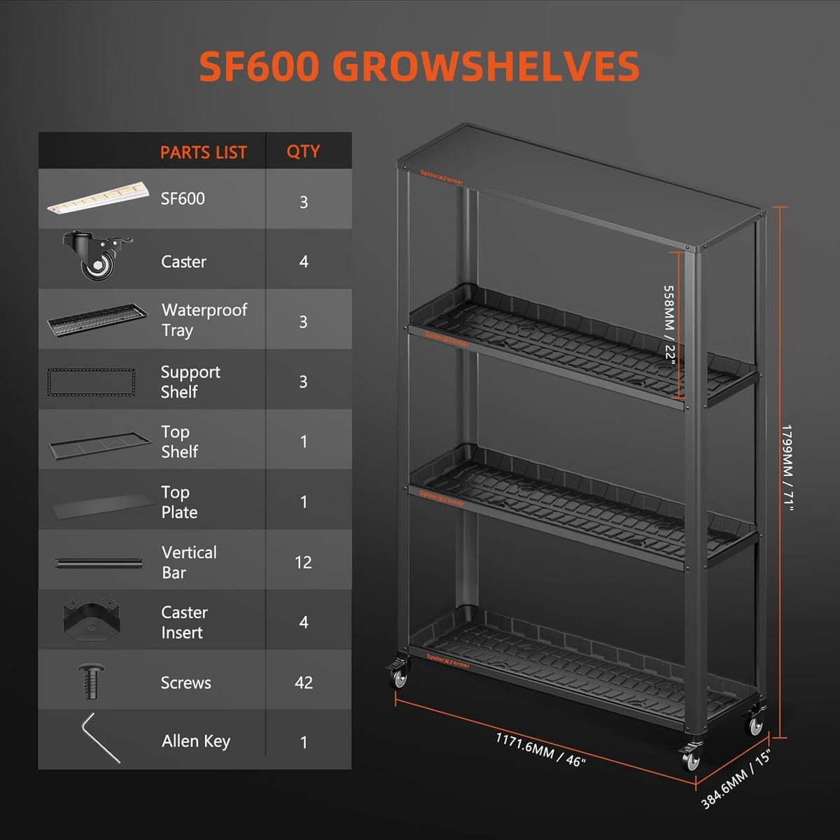 3 Tier LED Grow Light Plant Stand with Wheels U33576