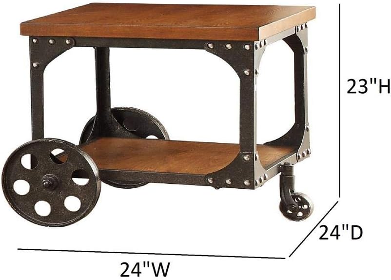 Rustic Brown End Table with Casters Q16773