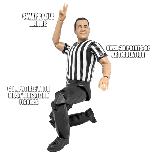 Counting & Talking Wrestling Referee Action Figure with Deluxe Articulation C240813