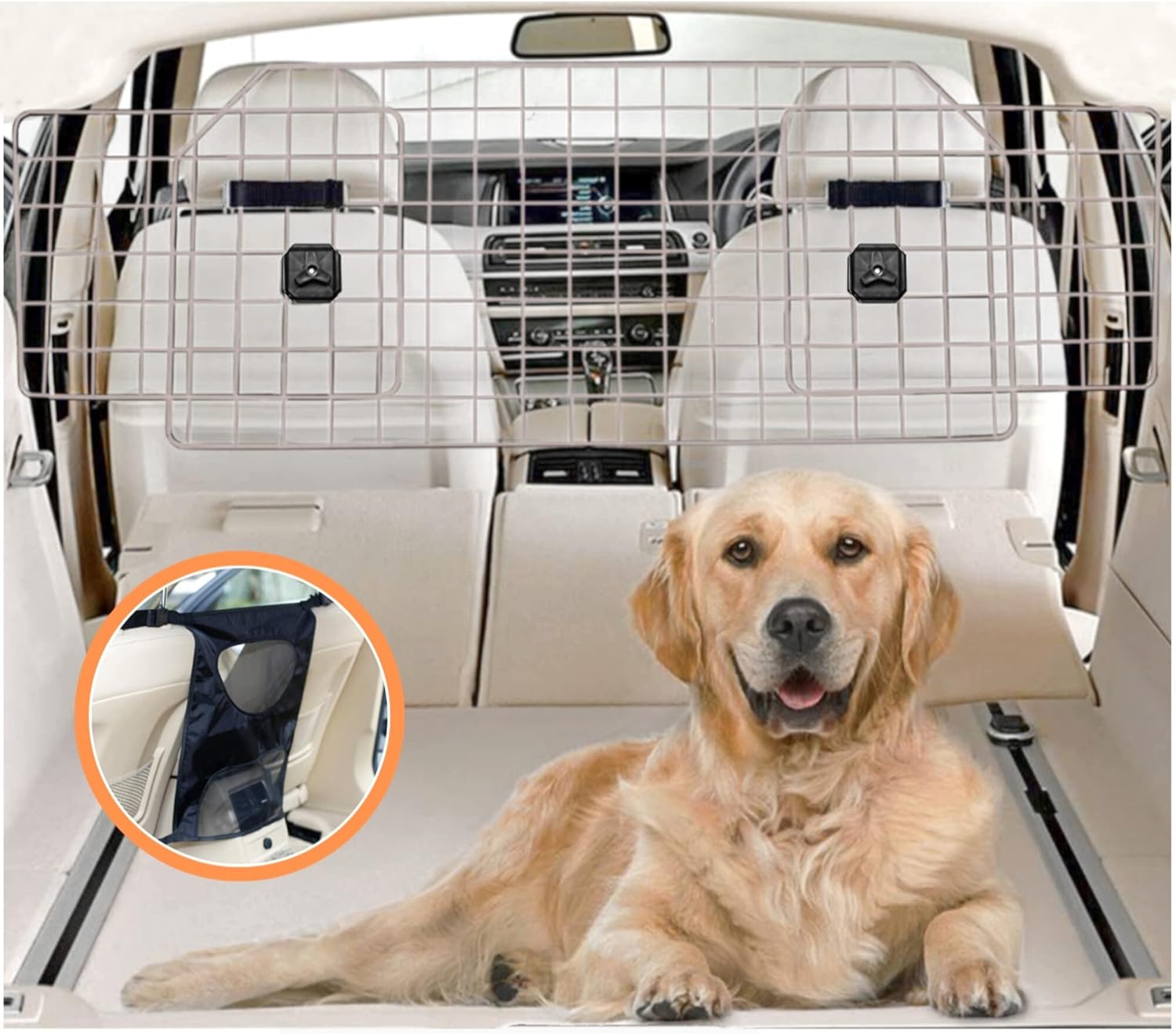 Adjustable Large Dog Car Barrier with Guard Mesh W435
