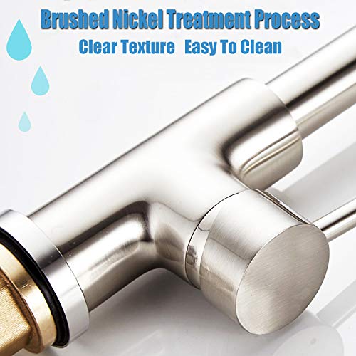 Single Handle Brushed Nickel Kitchen Faucet with Pull Down Sprayer Q216