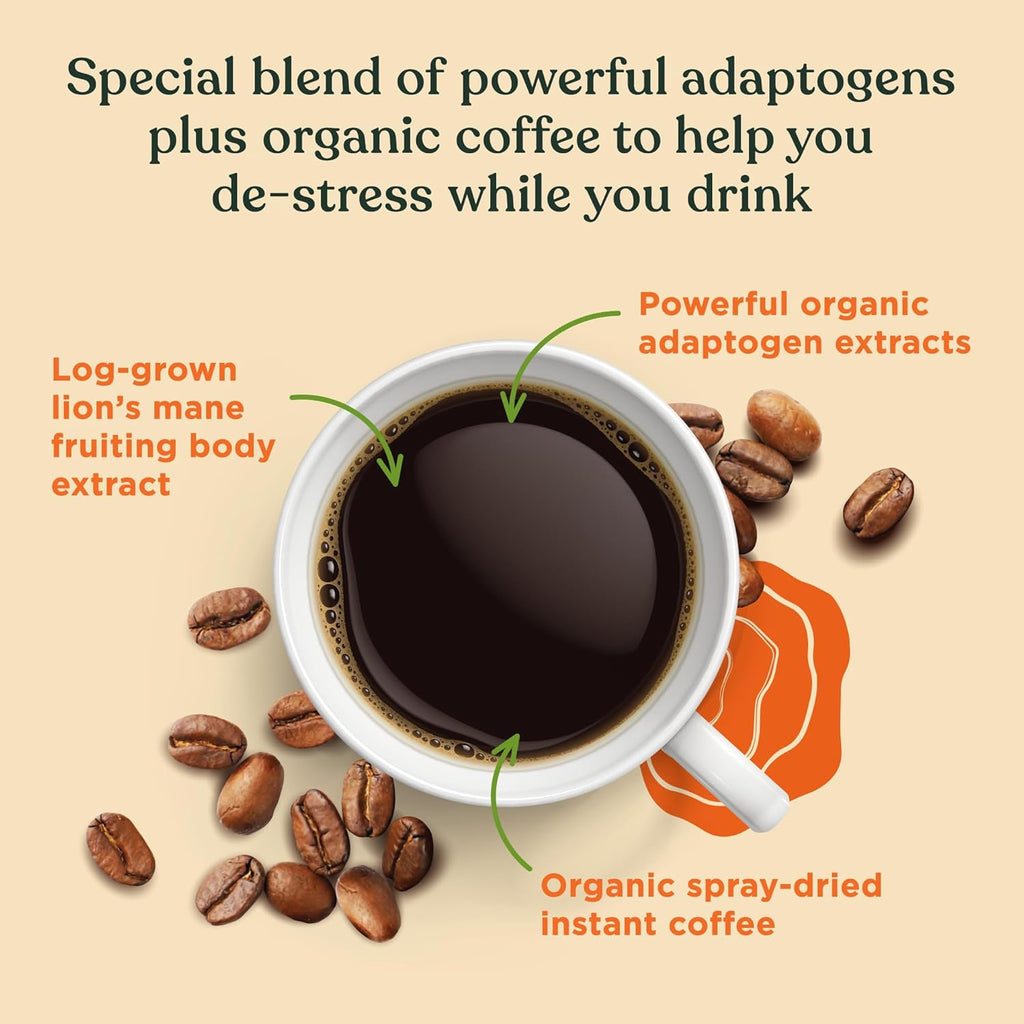 Organic Mushroom Coffee Instant Mix with Lion's Mane and Chaga, 30 Serving Canister X97731