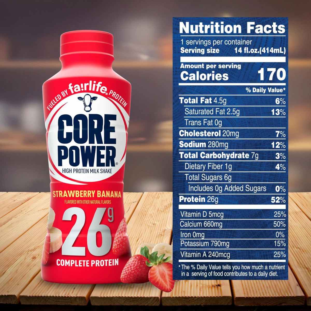 Strawberry Banana Flavor Protein Milk Shakes, 14 Fl Oz Pack of 12 K123724