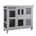 47 Two Story Rabbit Hutch Bunny Cage with Wheels W81707