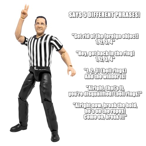 Counting & Talking Wrestling Referee Action Figure with Deluxe Articulation C240813