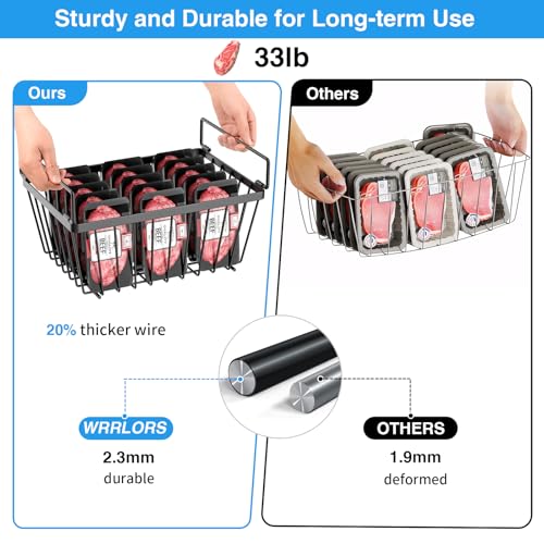 4 Pack Stackable Freezer Organizers Bins with Folding Handles, Black S950149