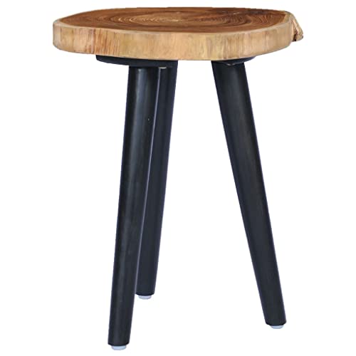 Solid Teak Round Coffee Table with Black Mango Wood Base P717591