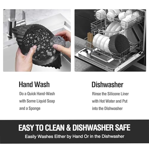Black 8 inch Non-Stick Reusable Silicone Air Fryer Liner 2 Pack S530218