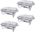 Chafing Dish Buffet Set 4 Pack 8QT Half Size Food Warmer Chafer Complete Set with Water Pan, Chafing Fuel Holder U110