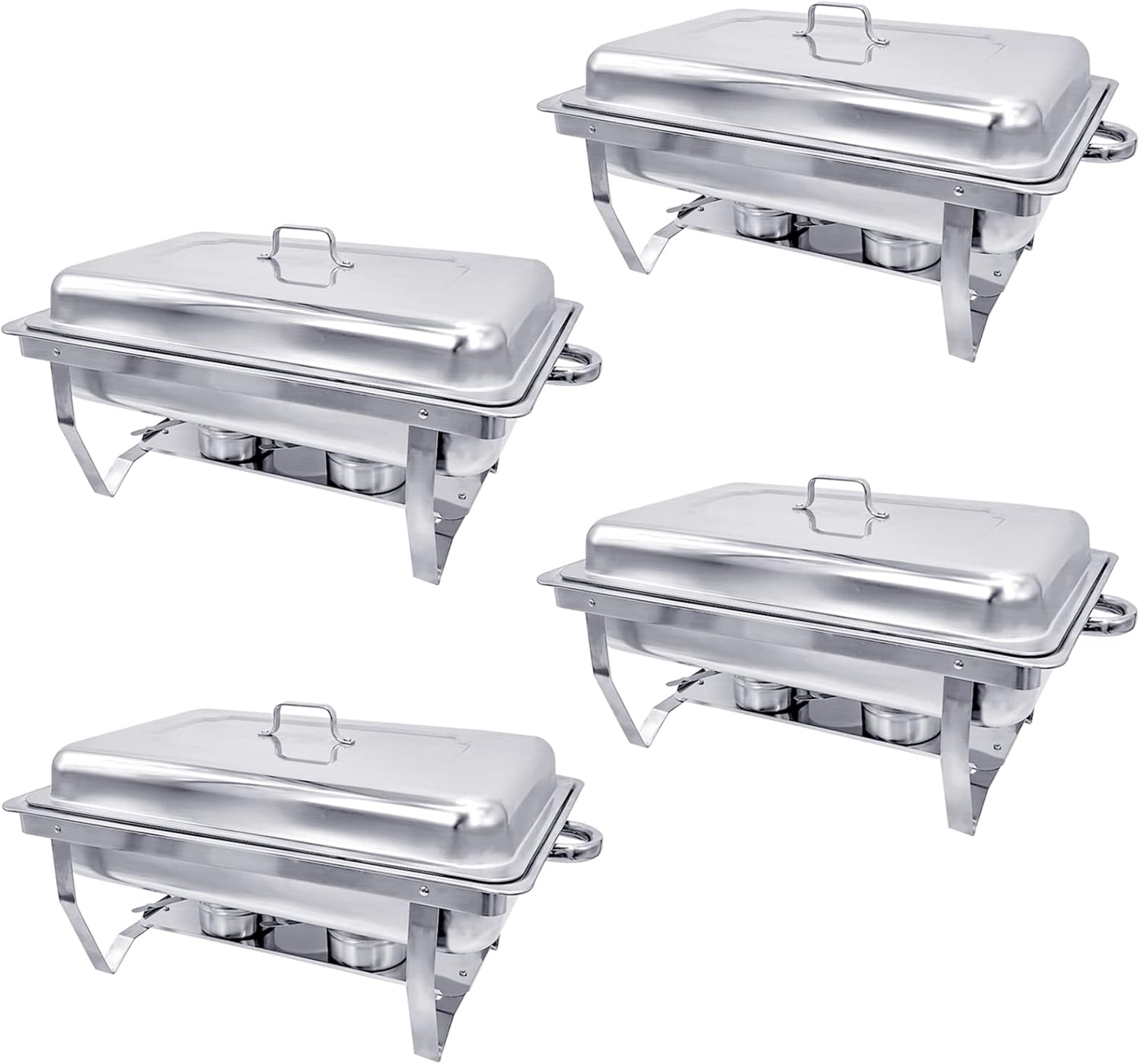 Chafing Dish Buffet Set 4 Pack 8QT Half Size Food Warmer Chafer Complete Set with Water Pan, Chafing Fuel Holder U110