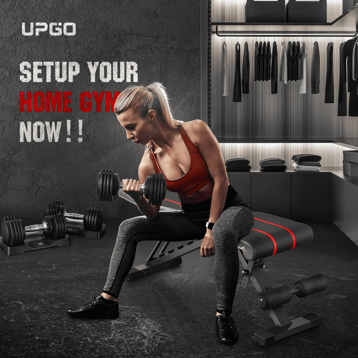 Adjustable Weight Bench with 660lbs Weight Capacity Foldable Gym Bench S31965
