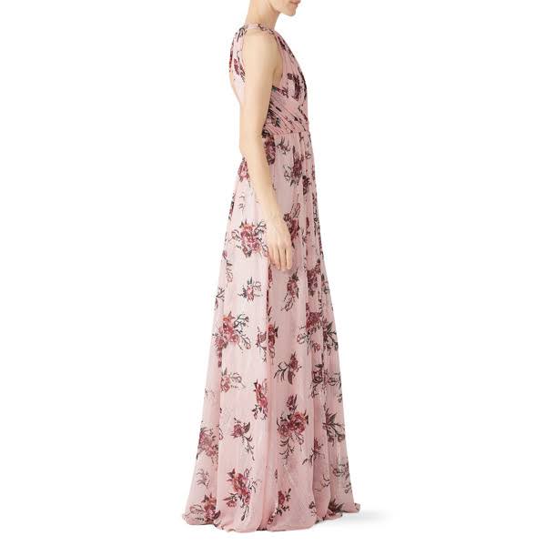 Blush Printed Floral Gown T731582
