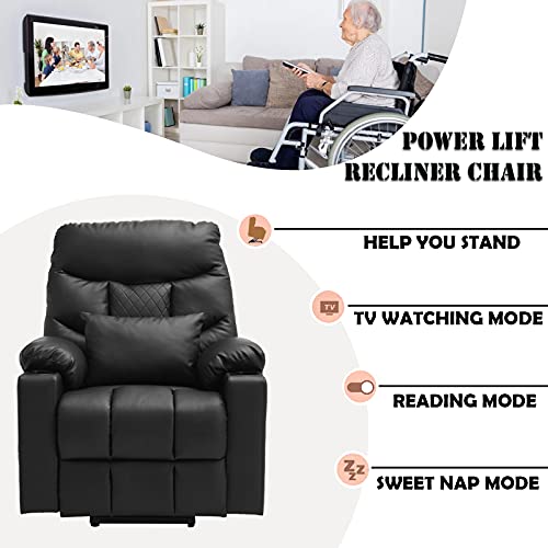 Grey Linen Fabric Power Lift Recliner Chair with Massage and Heated T69016